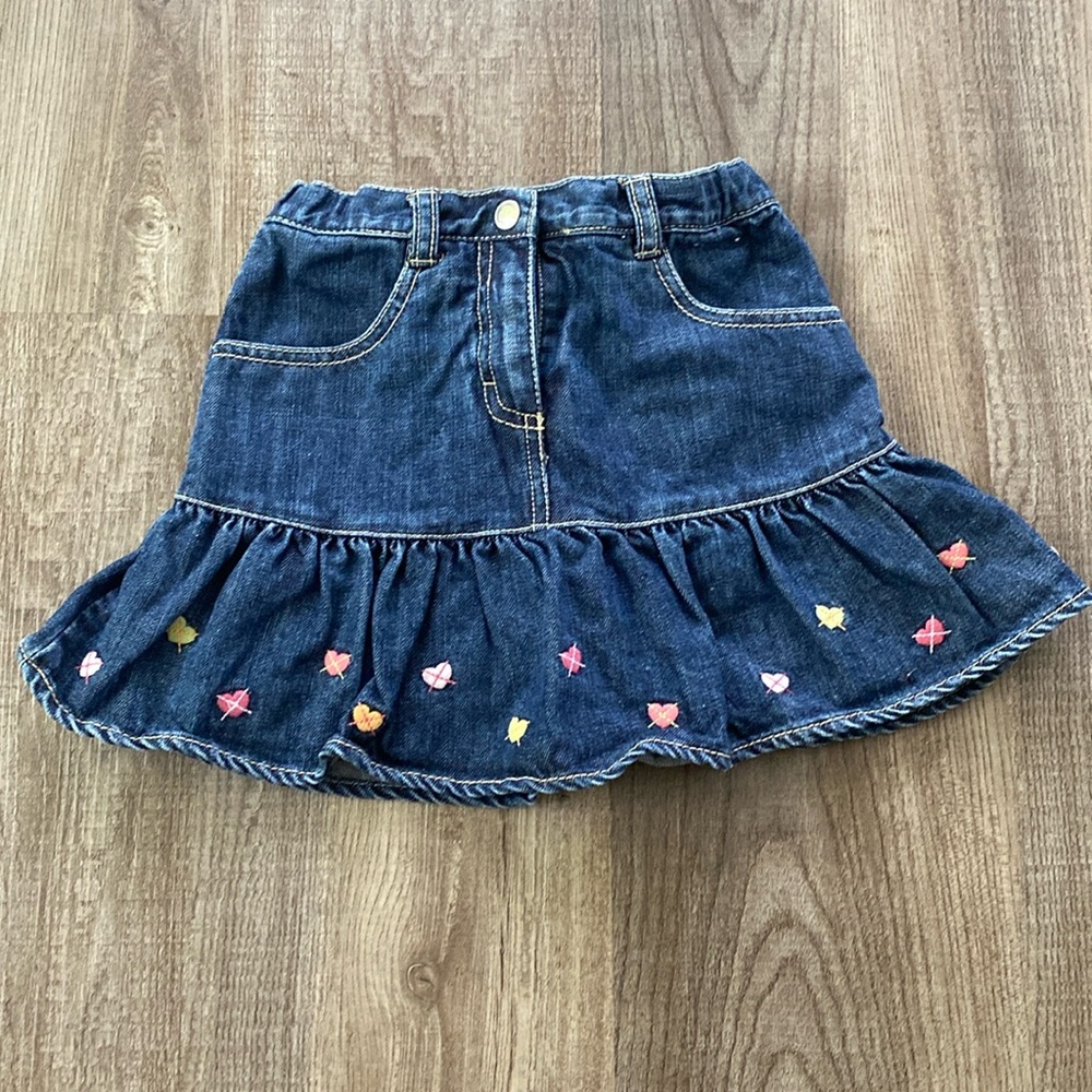 *Vintage*Gymboree Hearts Denim Peplum Skirt